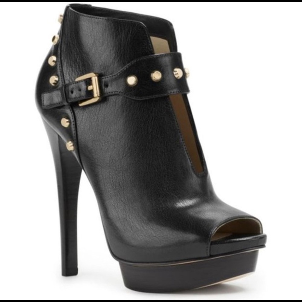 MICHAEL KORS Black Ailee Studded Peeptoe Booties